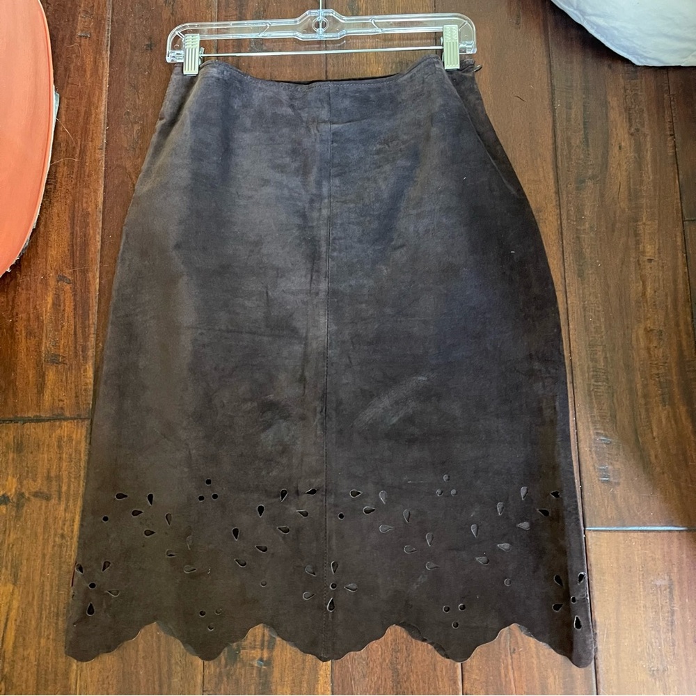 VTG 90s Ivy  Womens  Lined Suede Skirt Mahogany Size S